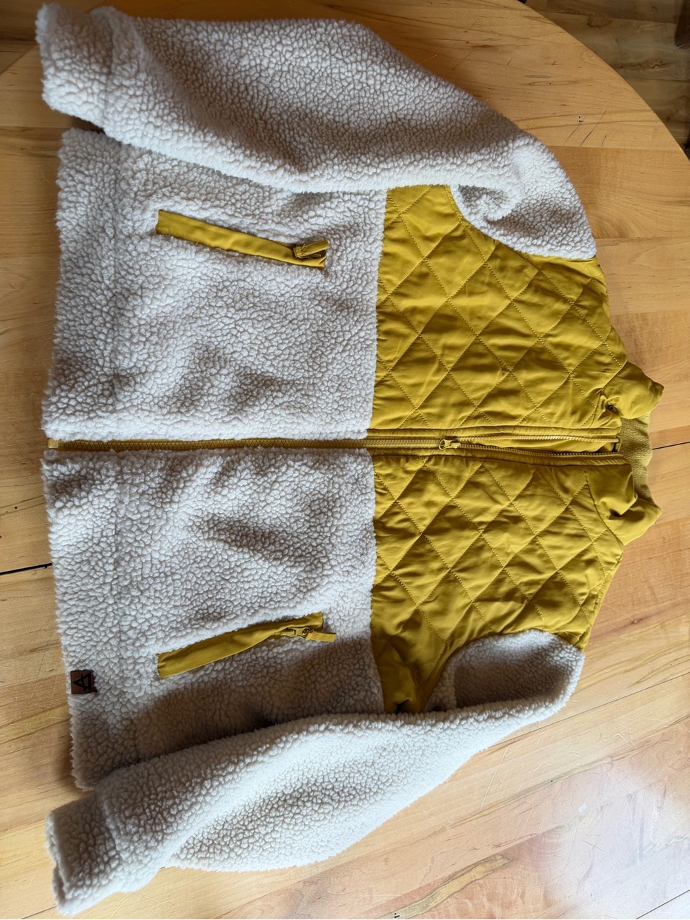Sherpa Quilted Vest Jacket - Cream & Mustard